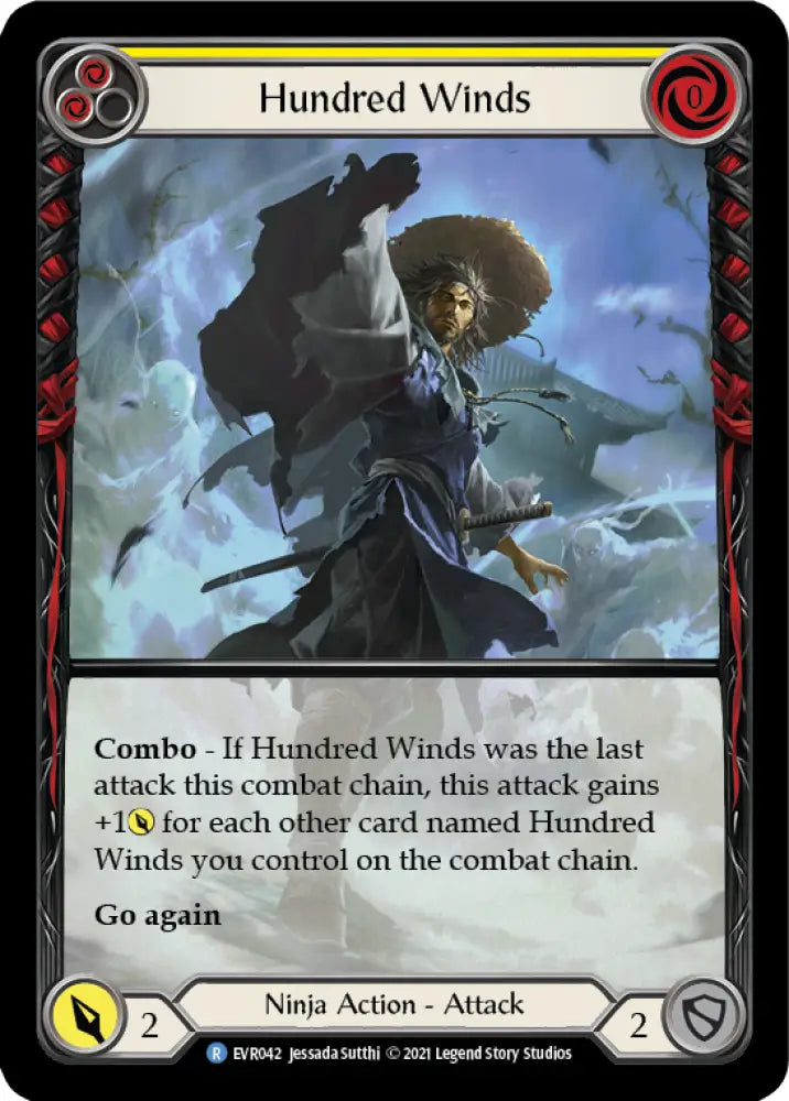 Hundred Winds (Yellow) [Everfest] 1st Edition Extended Art Rainbow Foil - Flesh And Blood Single