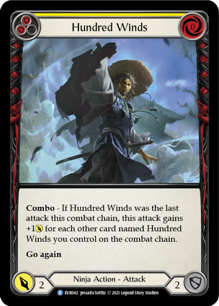 Hundred Winds (Yellow) [Everfest] 1st Edition Rainbow Foil - Flesh And Blood Single