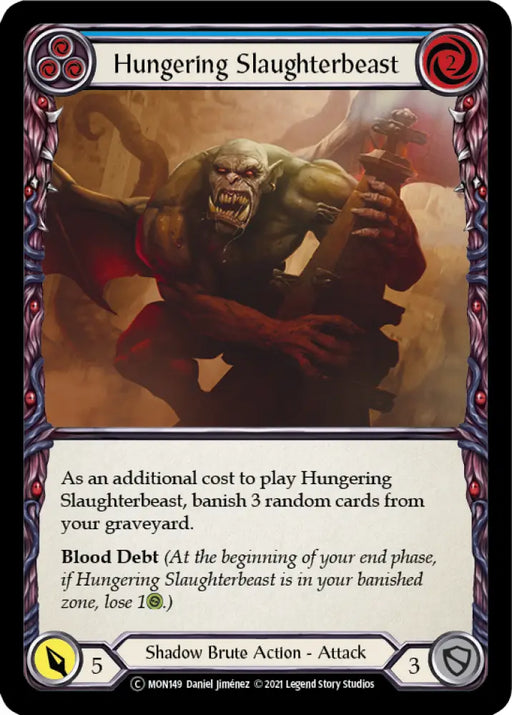 Hungering Slaughterbeast (Blue) [Monarch Unlimited] Unlimited Rainbow Foil - Flesh And Blood Single