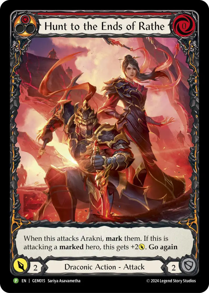 Hunt to the Ends of Rathe (Red) [GEM015] (GEM Pack 1) Rainbow Foil - Flesh And Blood Single