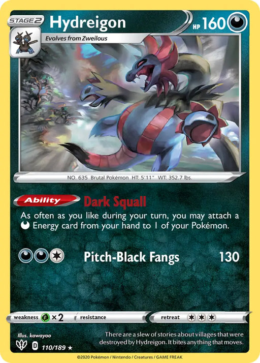 Hydreigon (110/189) [Sword & Shield: Darkness Ablaze] - Pokemon Single