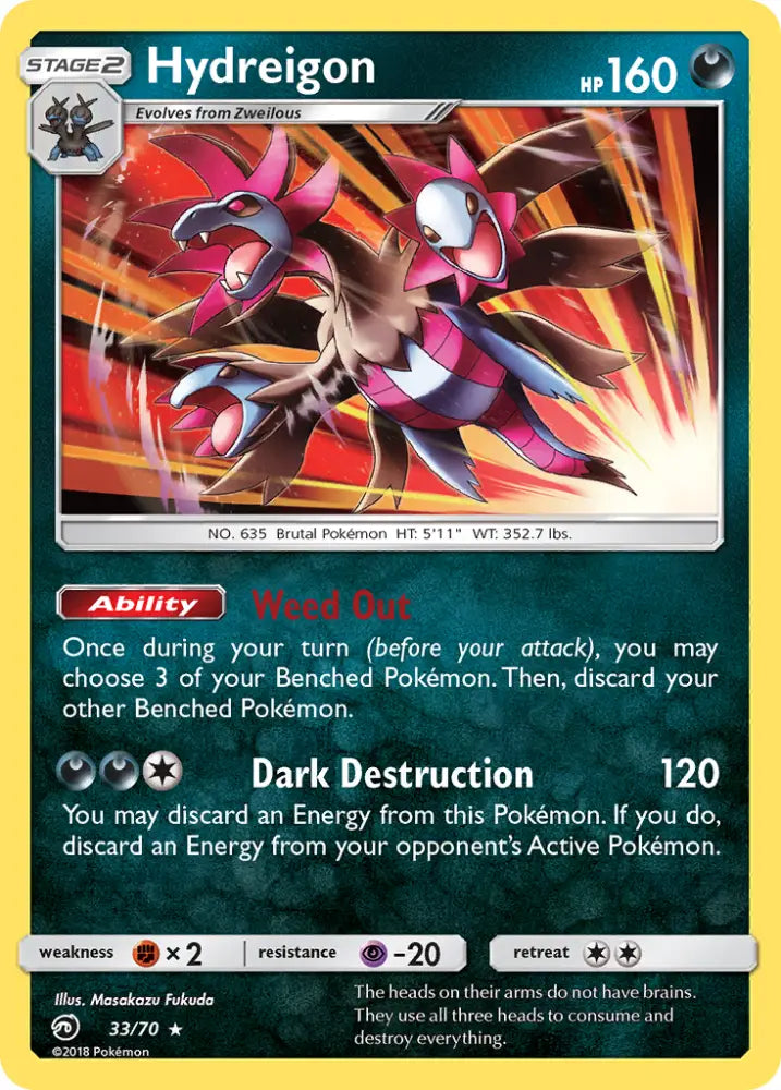 Hydreigon (33/70) [Sun & Moon: Dragon Majesty] - Pokemon Single