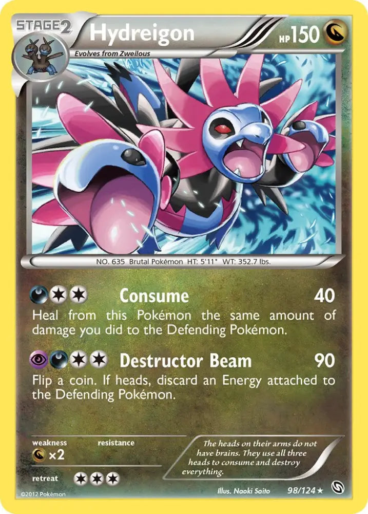 Hydreigon (98/124) (Cracked Ice Holo) (Theme Deck Exclusive) [Black & White: Dragons Exalted] - Pokemon Single