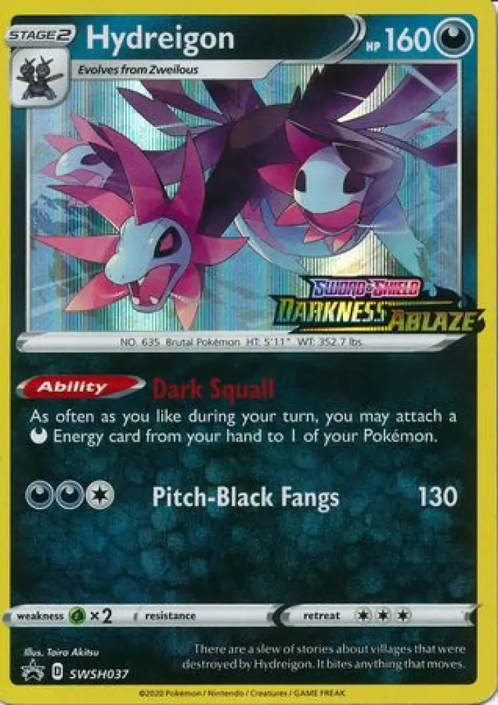 Hydreigon (SWSH037) (Prerelease Promo) [Sword & Shield: Black Star Promos] - Pokemon Single