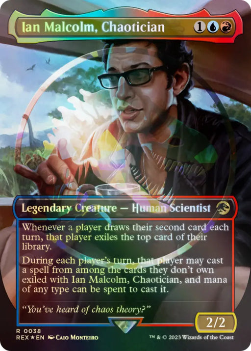 Ian Malcolm Chaotician (Emblem) (Borderless) [Jurassic World Collection Tokens] - MTG Single