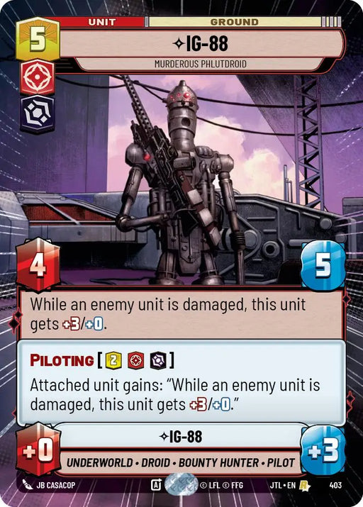 IG-88 - Murderous Phlutdroid (Hyperspace) (403) [Jump to Lightspeed] - Star Wars: Unlimited Single