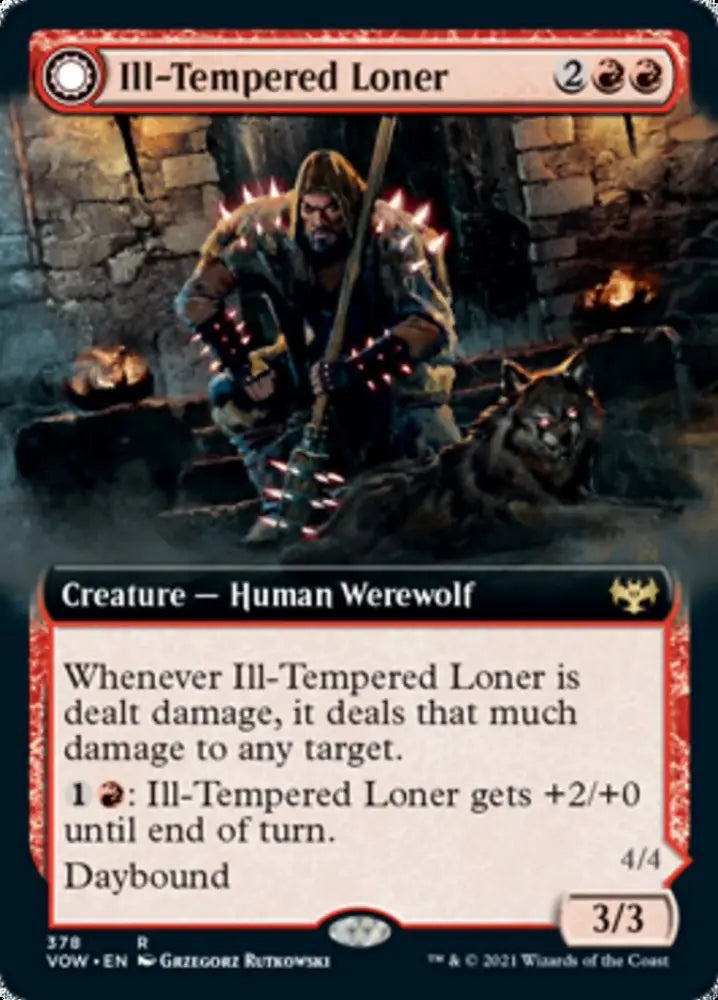Ill-Tempered Loner // Howlpack Avenger (Extended Art) [Innistrad: Crimson Vow] - MTG Single