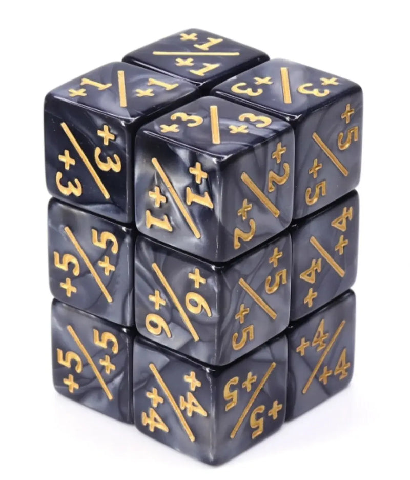 MTG Dice Counter Black/Gold (Set of 12)