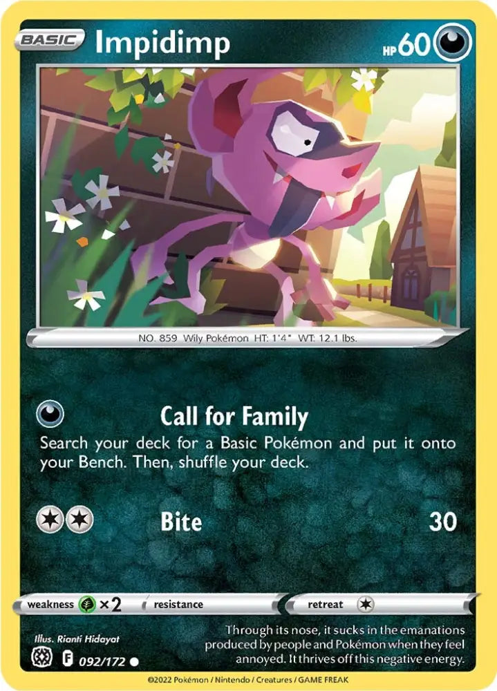 Impidimp (092/172) [Sword & Shield: Brilliant Stars] - Pokemon Single
