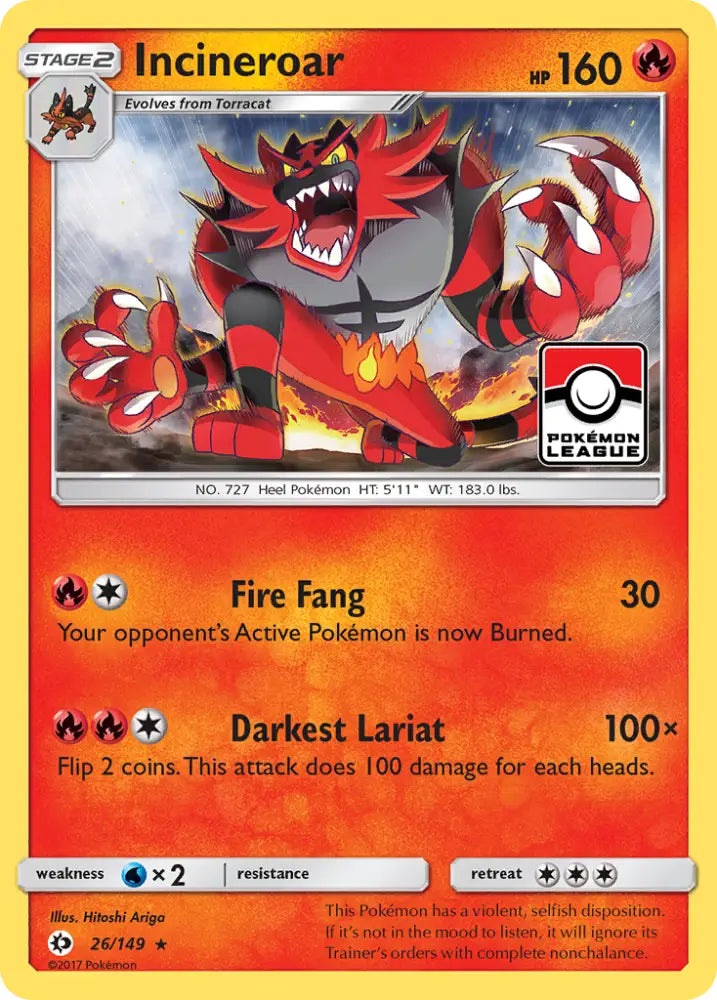 Incineroar (26/149) [Sun & Moon: Base Set] - Pokemon Single