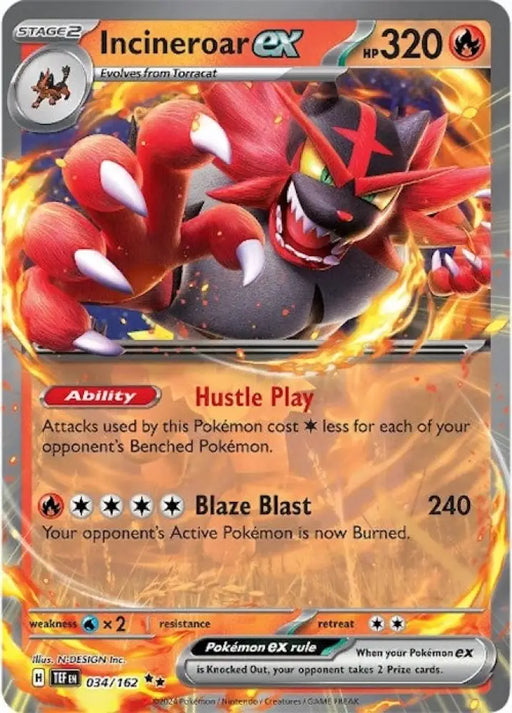 Incineroar ex (034/162) [Scarlet & Violet: Temporal Forces] - Pokemon Single