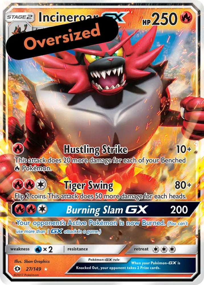 Incineroar GX (27/149) (Jumbo Card) [Sun & Moon: Base Set] - Pokemon Single