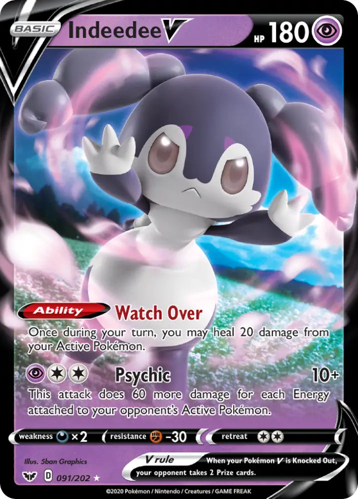Indeedee V (091/202) [Sword & Shield: Base Set] - Pokemon Single