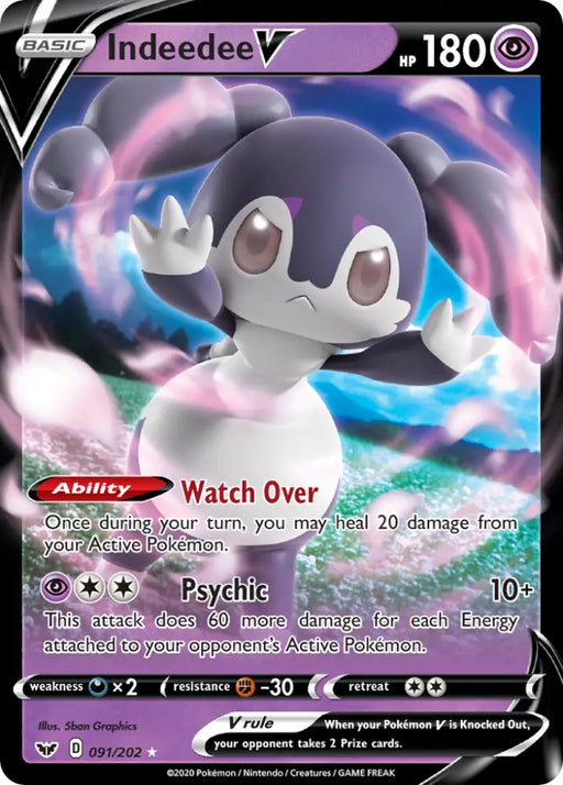 Indeedee V (091/202) [Sword & Shield: Base Set] - Pokemon Single
