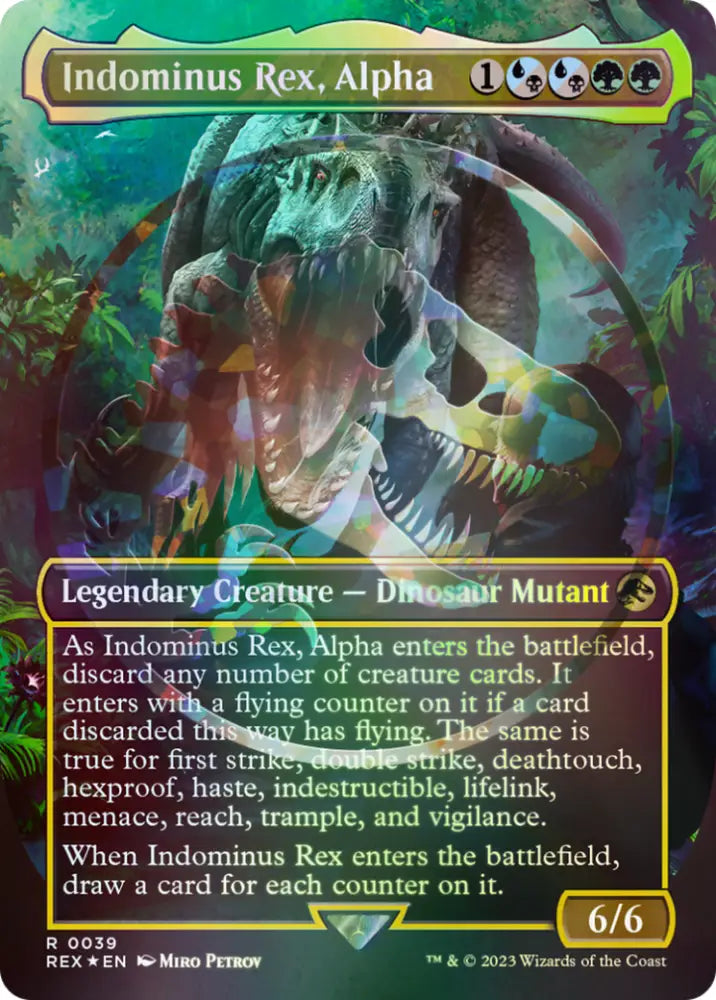 Indominus Rex Alpha (Emblem) (Borderless) [Jurassic World Collection Tokens] - MTG Single