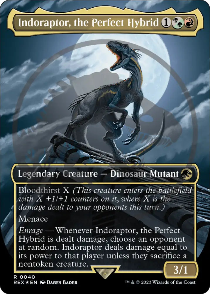 Indoraptor the Perfect Hybrid (Emblem) (Borderless) [Jurassic World Collection Tokens] - MTG Single