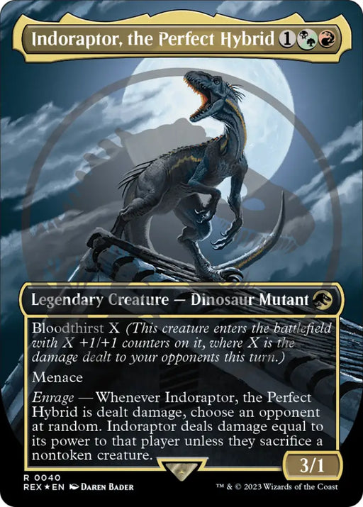 Indoraptor the Perfect Hybrid (Emblem) (Borderless) [Jurassic World Collection Tokens] - MTG Single