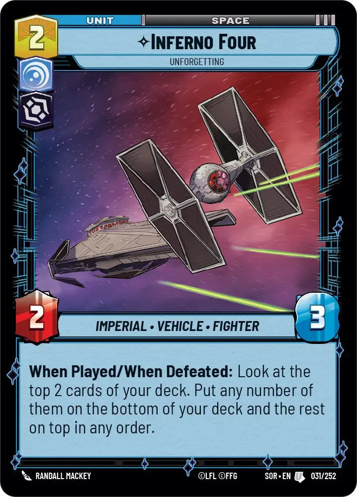 Inferno Four - Unforgetting (031/252) [Spark of Rebellion] - Star Wars: Unlimited Single
