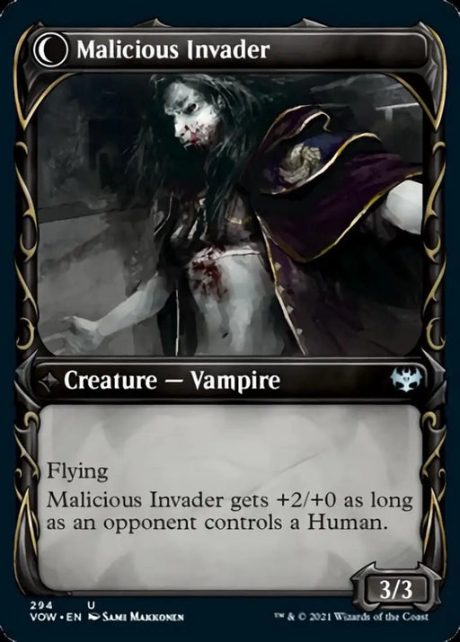 Innocent Traveler // Malicious Invader (Showcase Fang Frame) [Innistrad: Crimson Vow] - MTG Single