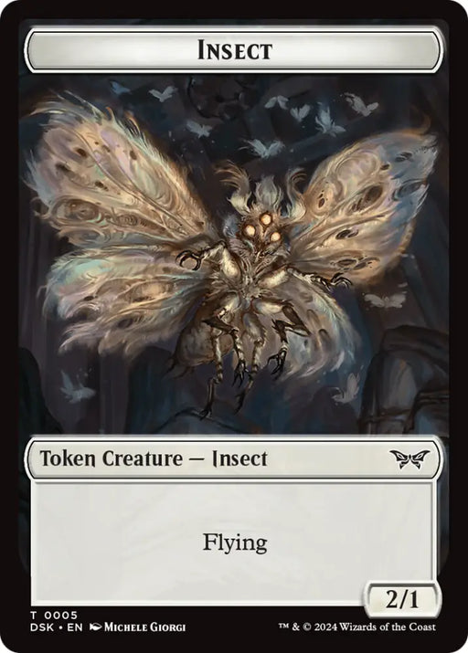 Insect (0005) // Manifest Double-Sided Token [Duskmourn: House of Horror Tokens] - MTG Single