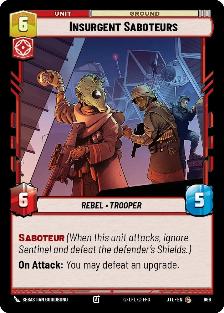 Insurgent Saboteurs (Foil) (666) [Jump to Lightspeed] - Star Wars: Unlimited Single