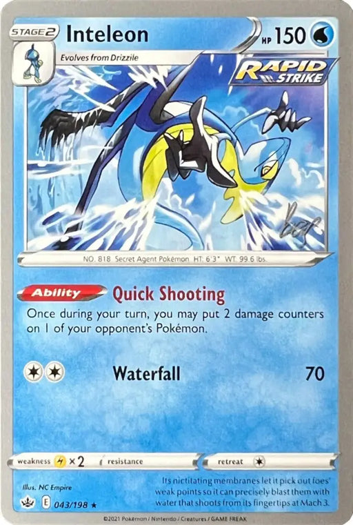 Inteleon (043/198) (Cheryl Again - Sebastian Lashmet) [World Championships 2022] - Pokemon Single