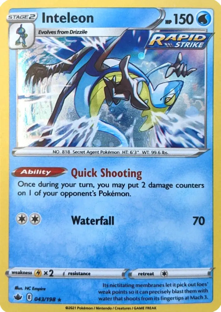 Inteleon (043/198) (Cosmos Holo) [Sword & Shield: Chilling Reign] - Pokemon Single