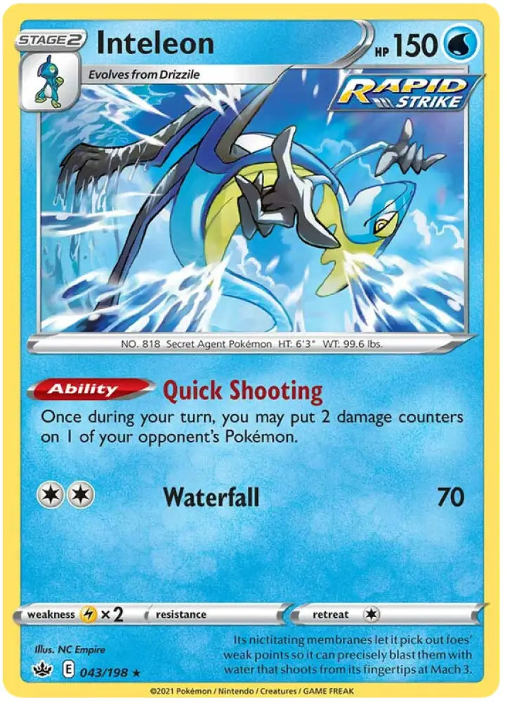 Inteleon (043/198) (Theme Deck Exclusive) [Sword & Shield: Chilling Reign] - Pokemon Single