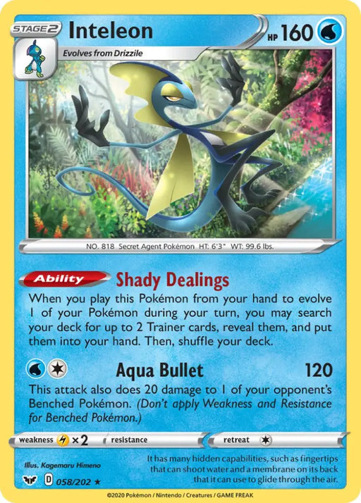 Inteleon (058/202) (Theme Deck Exclusive) [Sword & Shield: Base Set] - Pokemon Single