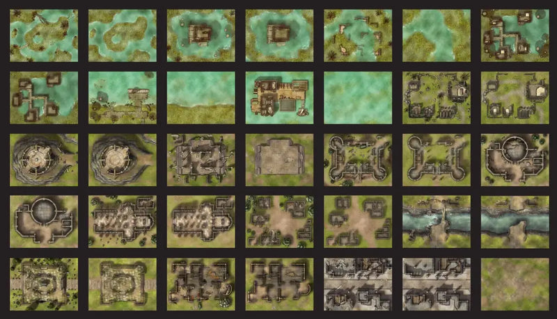 Into the Wilds Battlemap Books: Swamps and Ruins - Role Playing Game