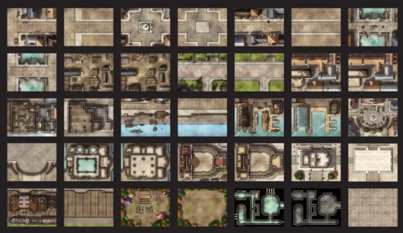 Into the Wilds Battlemap Books: Towns and Cities - Role Playing Game