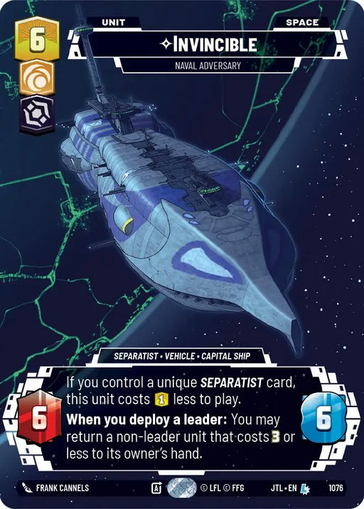 Invincible - Naval Adversary (Prestige Foil) (1076) [Jump to Lightspeed] - Star Wars: Unlimited Single