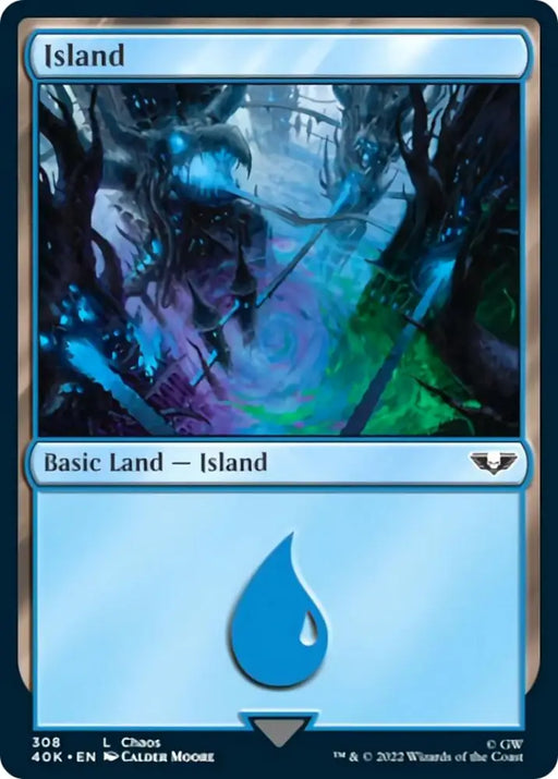 Island (308) (Surge Foil) [Warhammer 40,000] - MTG Single