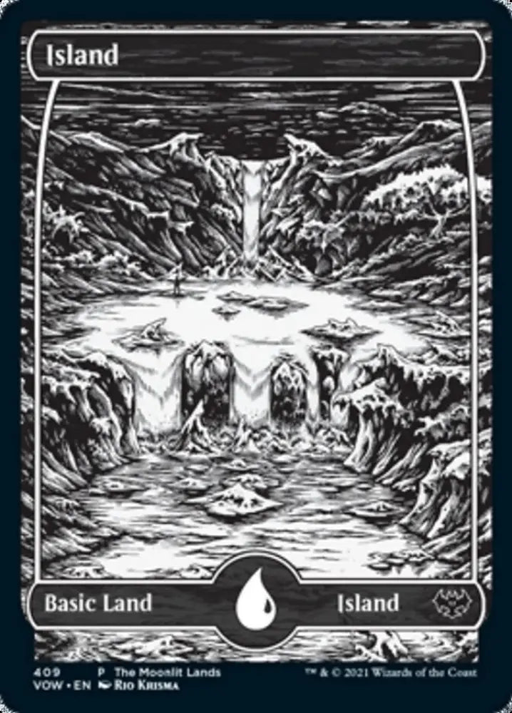 Island (The Moonlit Lands) (Foil Etched) [Innistrad: Crimson Vow Promos] - MTG Single