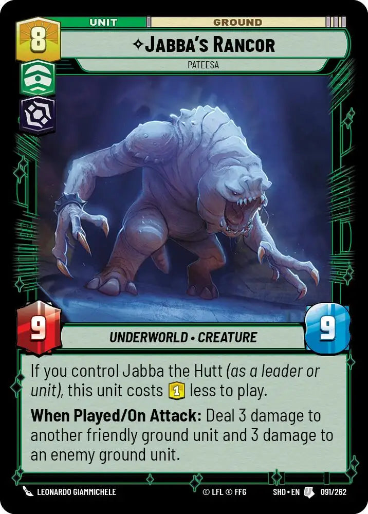 Jabba’s Rancor - Pateesa (091/262) [Shadows of the Galaxy] - Star Wars: Unlimited Single