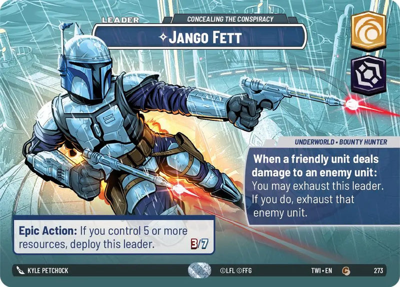 Jango Fett - Concealing the Conspiracy (Showcase) (273) [Twilight of the Republic] - Star Wars: Unlimited Single
