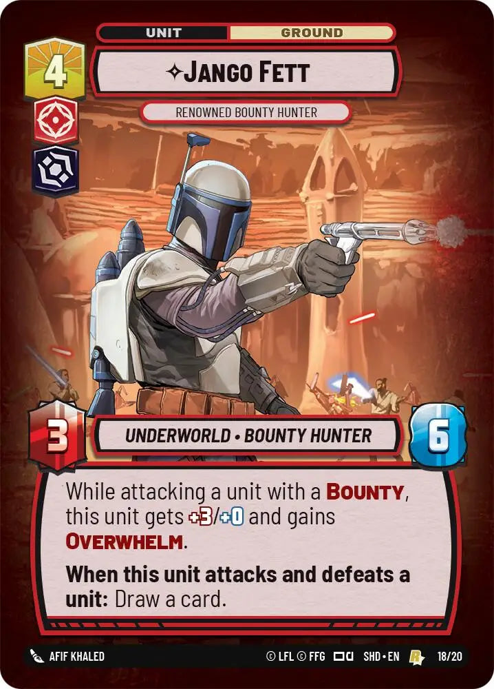 Jango Fett - Renowned Bounty Hunter (18/20) [Shadows of the Galaxy: Weekly Play] - Star Wars: Unlimited Single