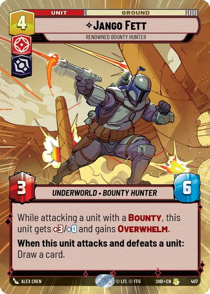Jango Fett - Renowned Bounty Hunter (Hyperspace) (407) [Shadows of the Galaxy] - Star Wars: Unlimited Single