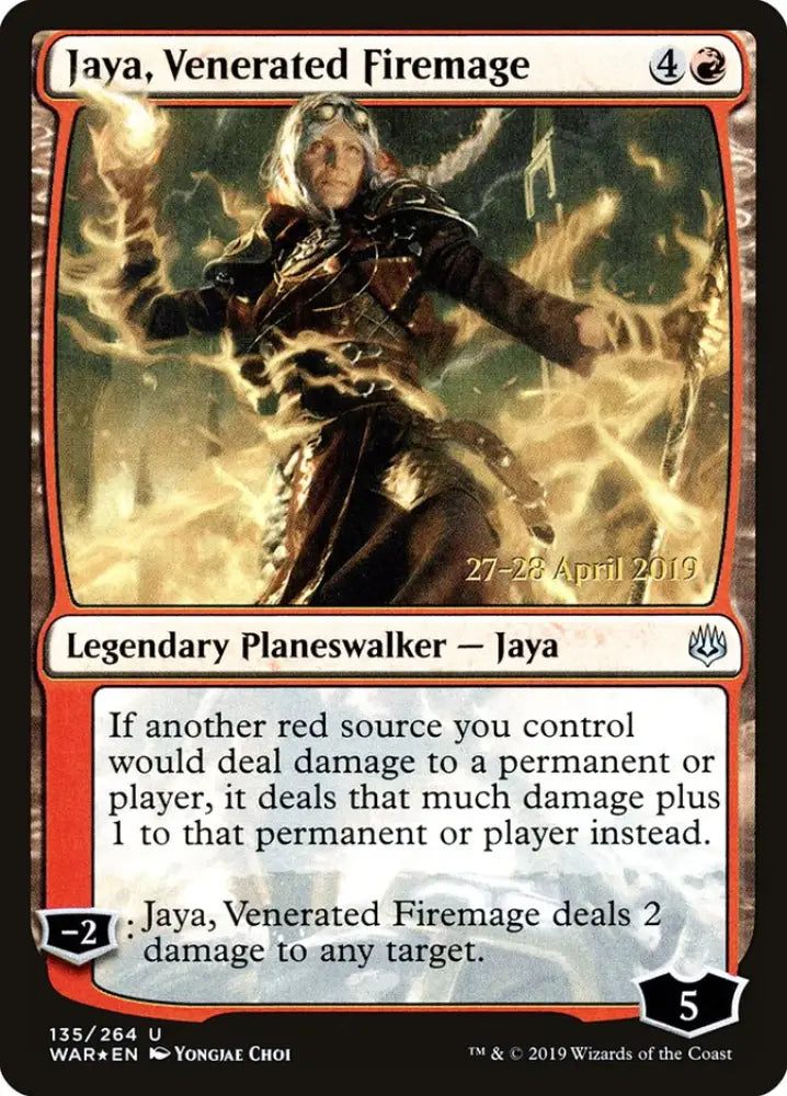 Jaya Venerated Firemage (135s★) JA [War of the Spark Promos] - MTG Single
