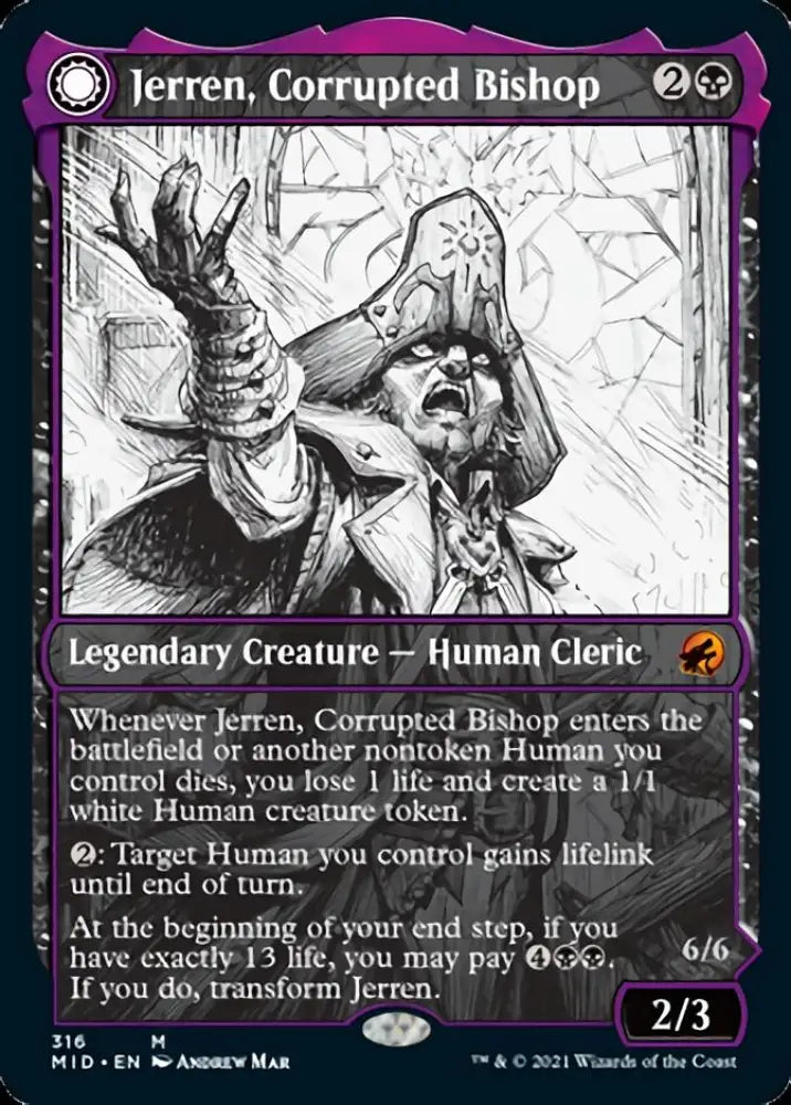 Jerren Corrupted Bishop // Ormendahl the Corrupted (Showcase Eternal Night) [Innistrad: Midnight Hunt] - MTG Single