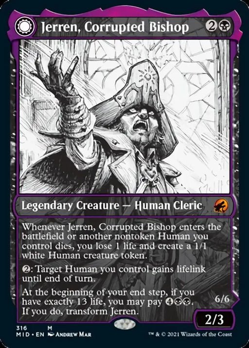 Jerren Corrupted Bishop // Ormendahl the Corrupted (Showcase Eternal Night) [Innistrad: Midnight Hunt] - MTG Single