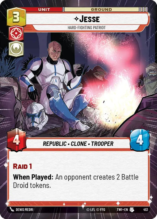 Jesse - Hard-Fighting Patriot (Hyperspace) (413) [Twilight of the Republic] - Star Wars: Unlimited Single