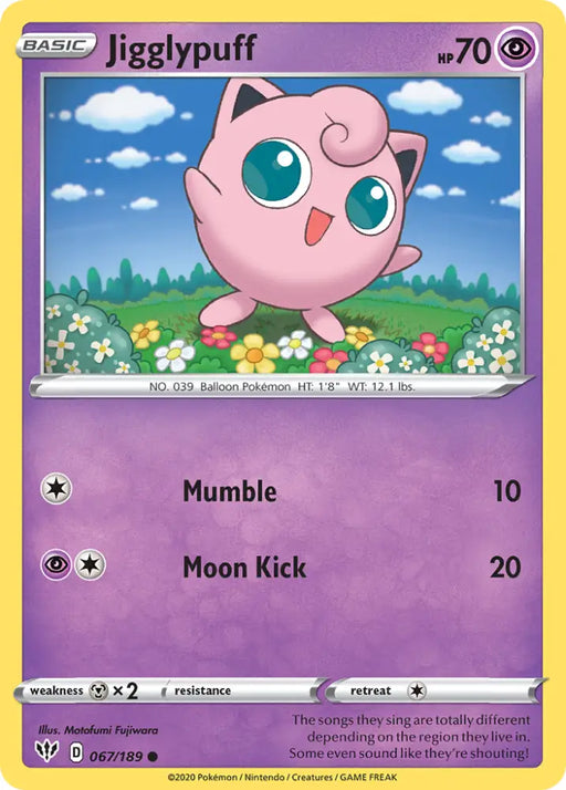 Jigglypuff (067/189) [Sword & Shield: Darkness Ablaze] - Pokemon Single