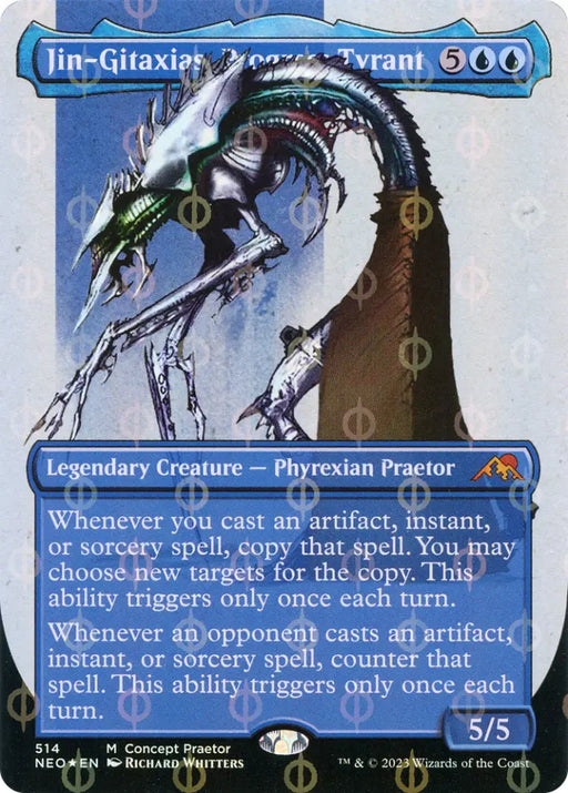 Jin-Gitaxias Progress Tyrant (Borderless Concept Praetors Step-and-Compleat Foil) [Kamigawa: Neon Dynasty] - MTG Single