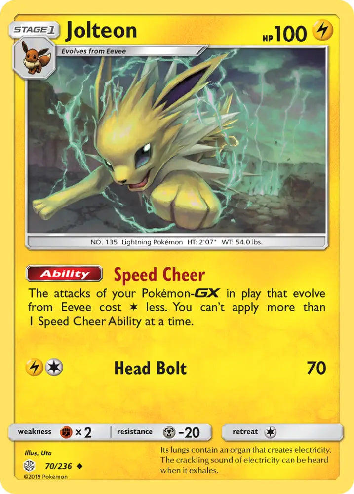 Jolteon (70/236) [Sun & Moon: Cosmic Eclipse] - Pokemon Single