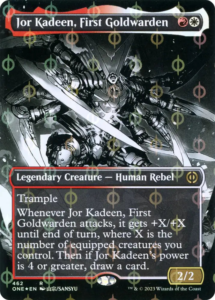 Jor Kadeen First Goldwarden (Borderless Manga Step-and-Compleat Foil) [Phyrexia: All Will Be One] - MTG Single