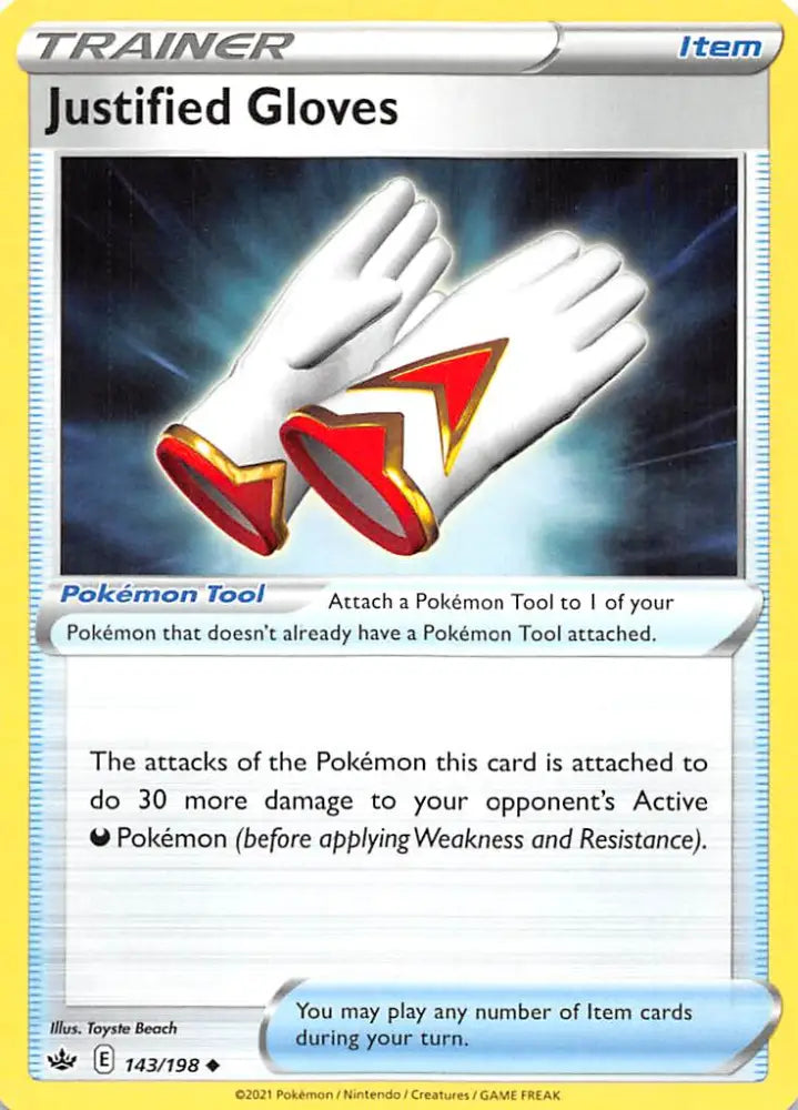 Justified Gloves (143/198) [Sword & Shield: Chilling Reign] - Pokemon Single