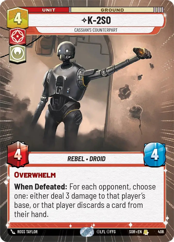 K-2SO - Cassian’s Counterpart (Hyperspace) (408) [Spark of Rebellion] - Star Wars: Unlimited Single