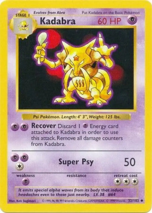 Kadabra (32/102) [Base Set Shadowless Unlimited] - Pokemon Single