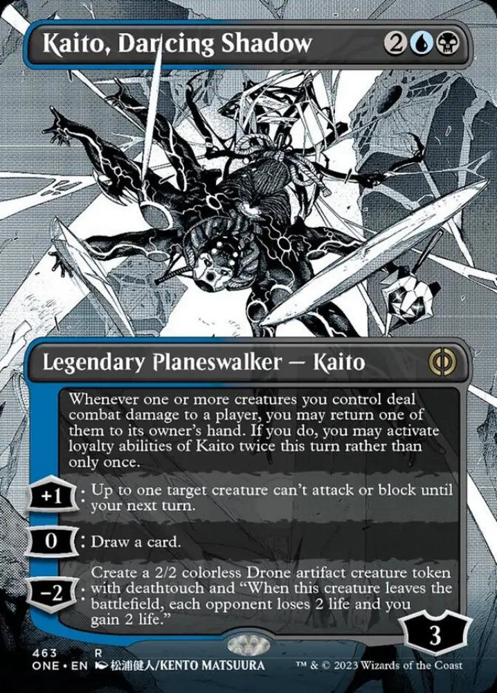 Kaito Dancing Shadow (Borderless Manga Step-and-Compleat Foil) [Phyrexia: All Will Be One] - MTG Single